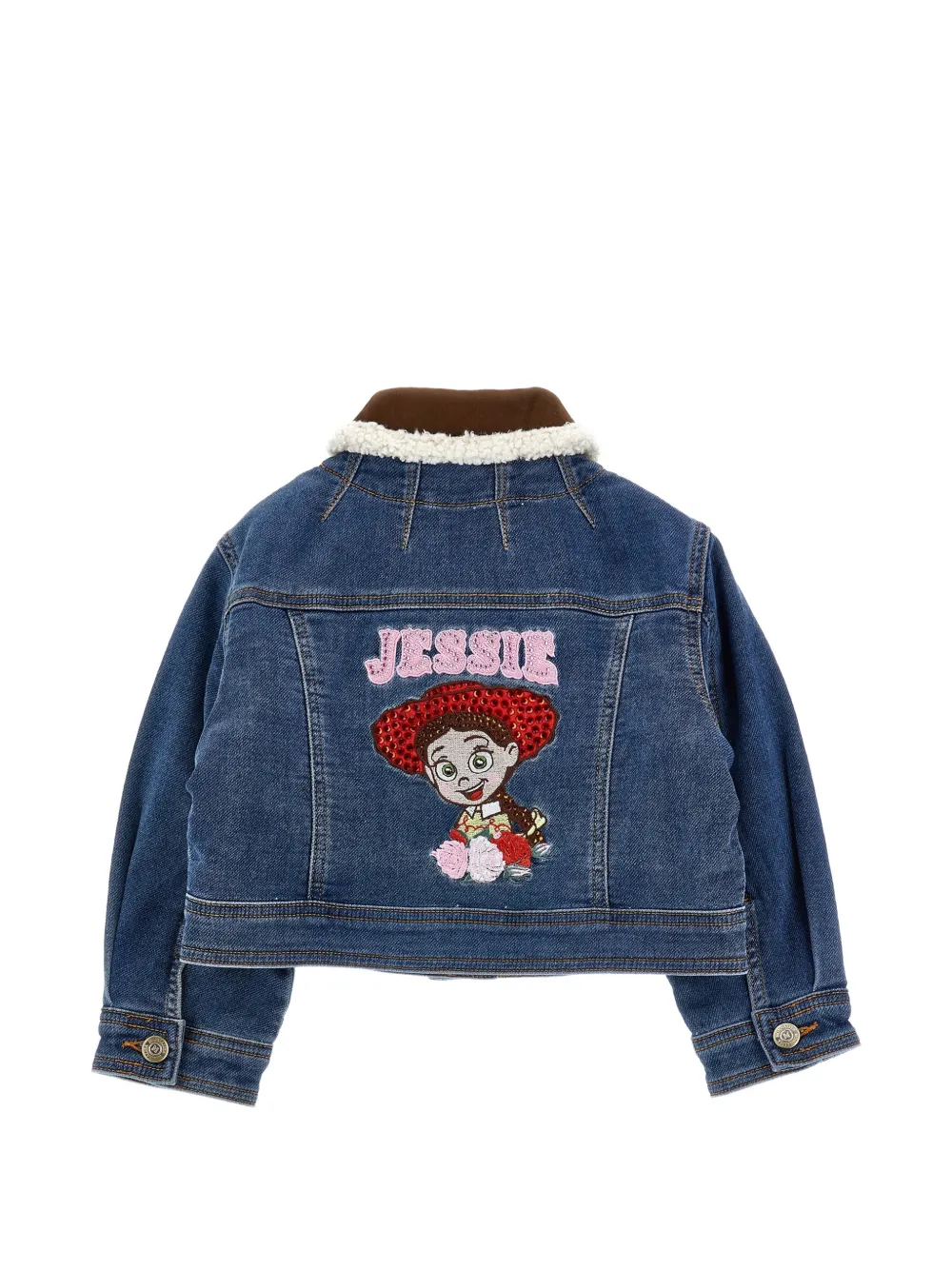 Monnalisa Denim jack met geborduurde patch Blauw