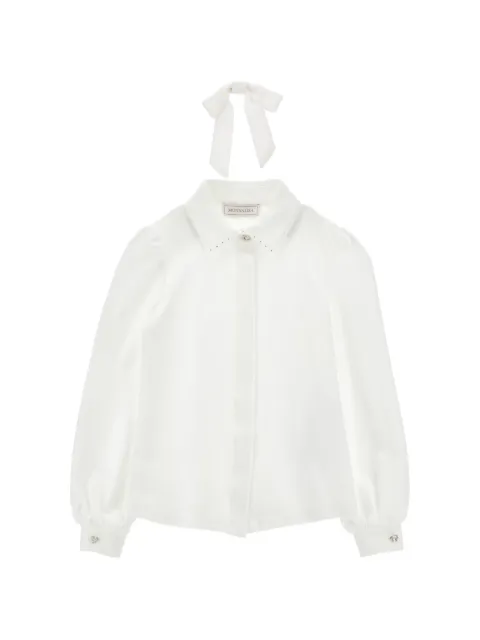 Monnalisa crystal-embellished bow-tie blouse