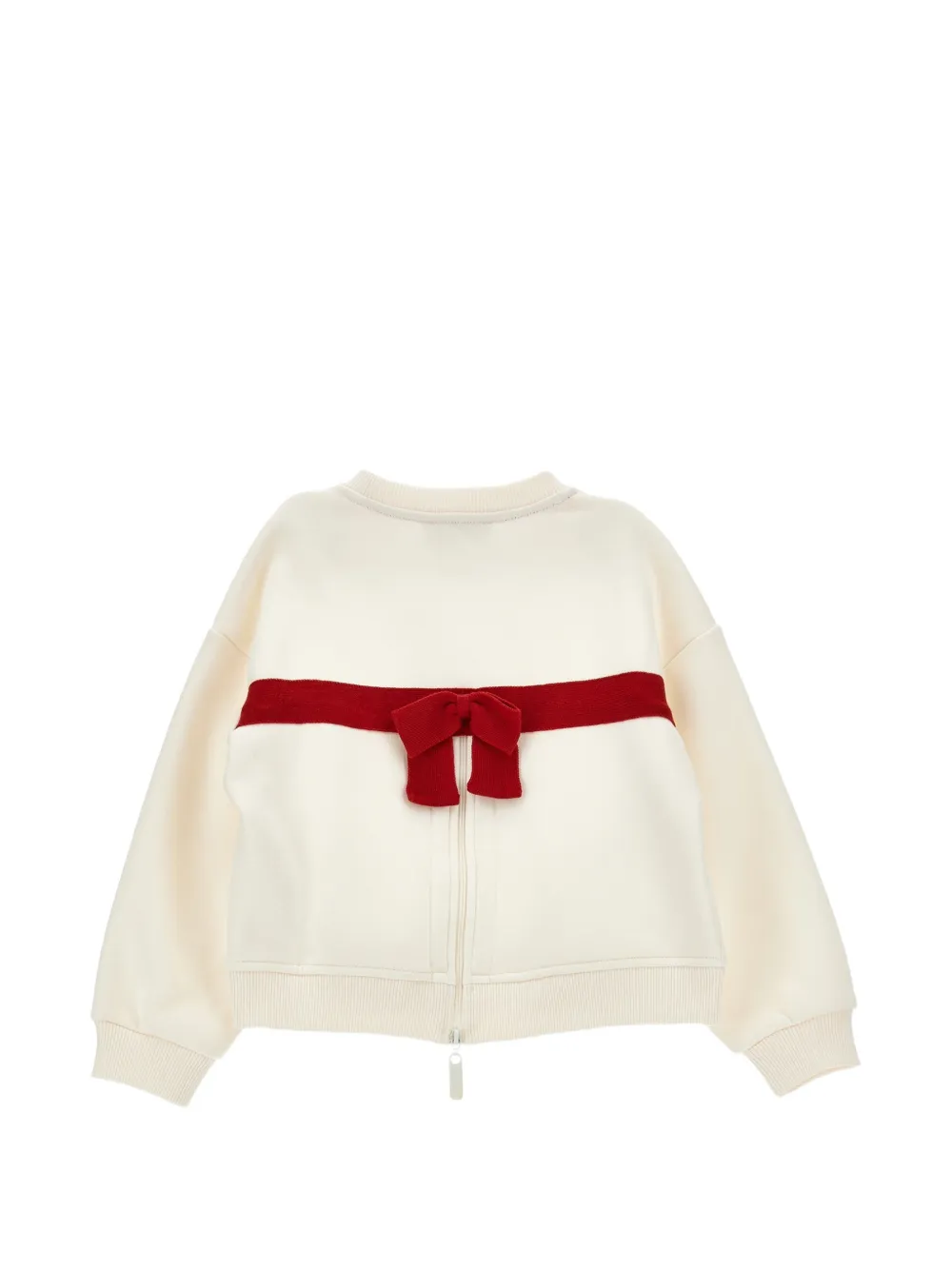 Monnalisa Sweater met teddybeerprint en strikdetail Beige