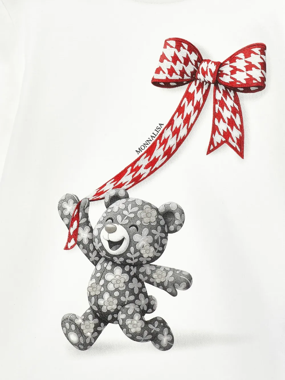Monnalisa T-shirt met lange mouwen en teddybeer-print Wit