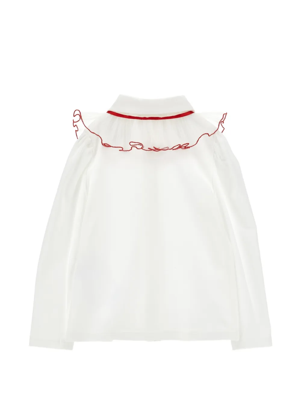 Monnalisa Shirt met ruchekraag en lange mouwen Wit