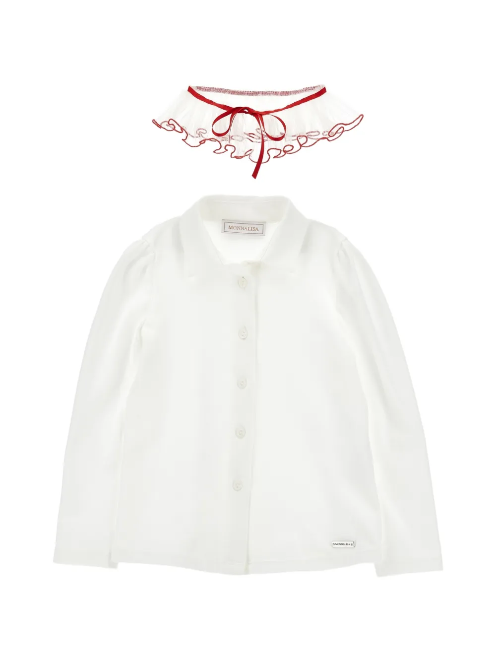Monnalisa Camicia a maniche lunghe con ruches - Bianco