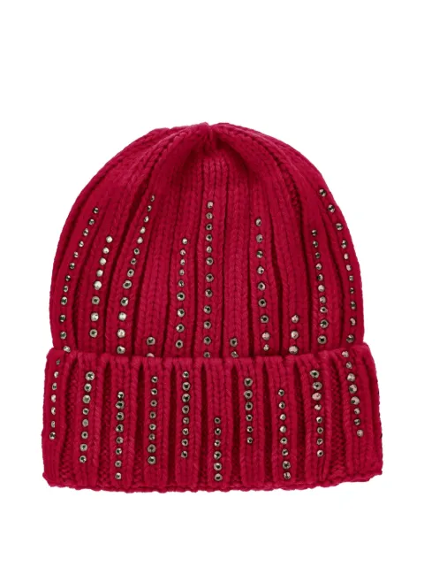 Monnalisa rhinestone-embellished ribbed beanie hat
