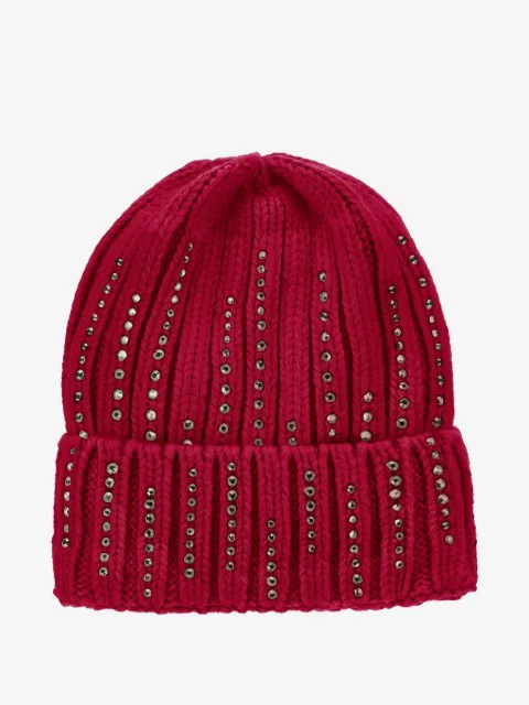 Monnalisa rhinestone-embellished ribbed beanie hat