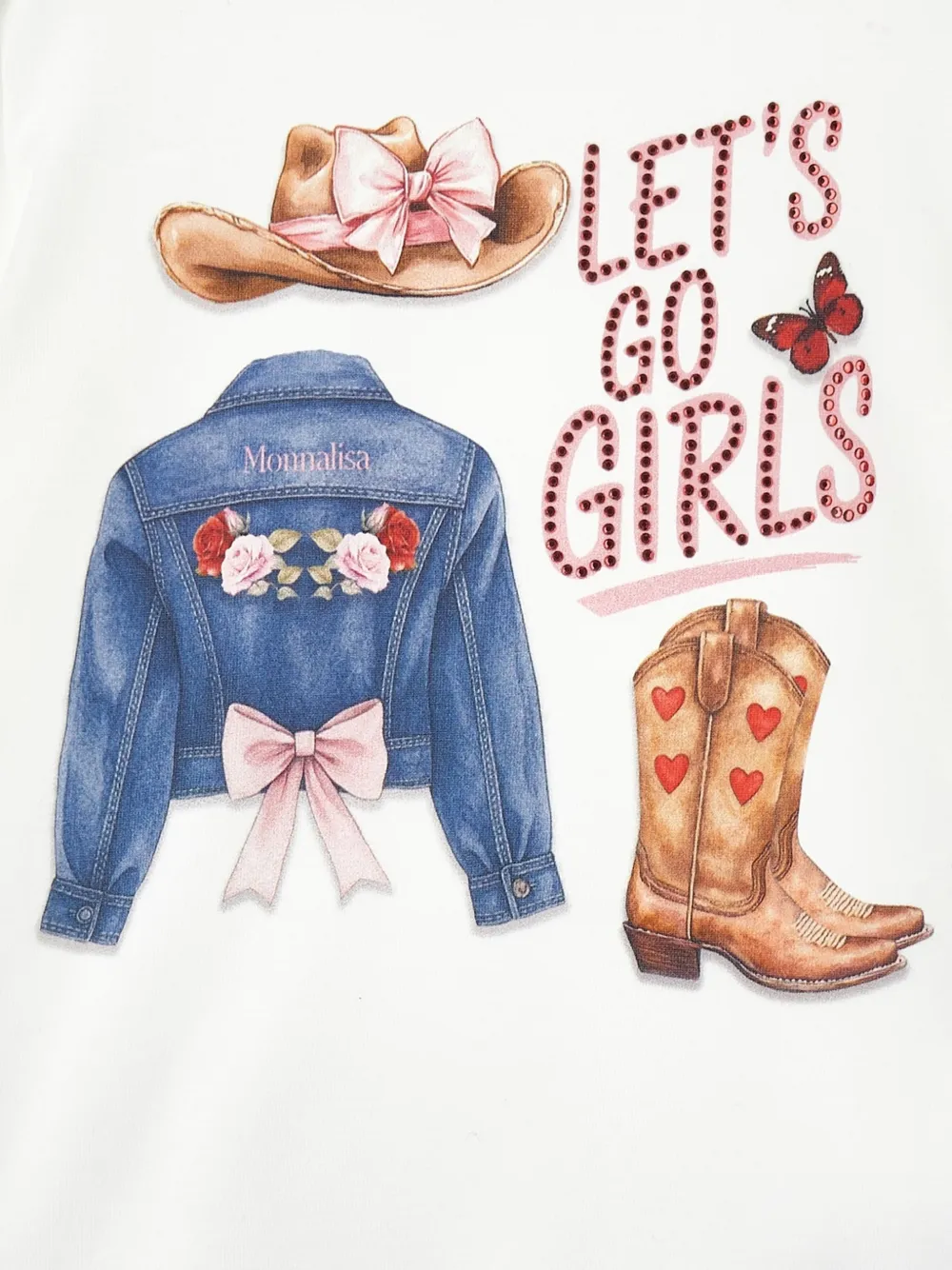 Monnalisa T-shirt met grafische print Wit