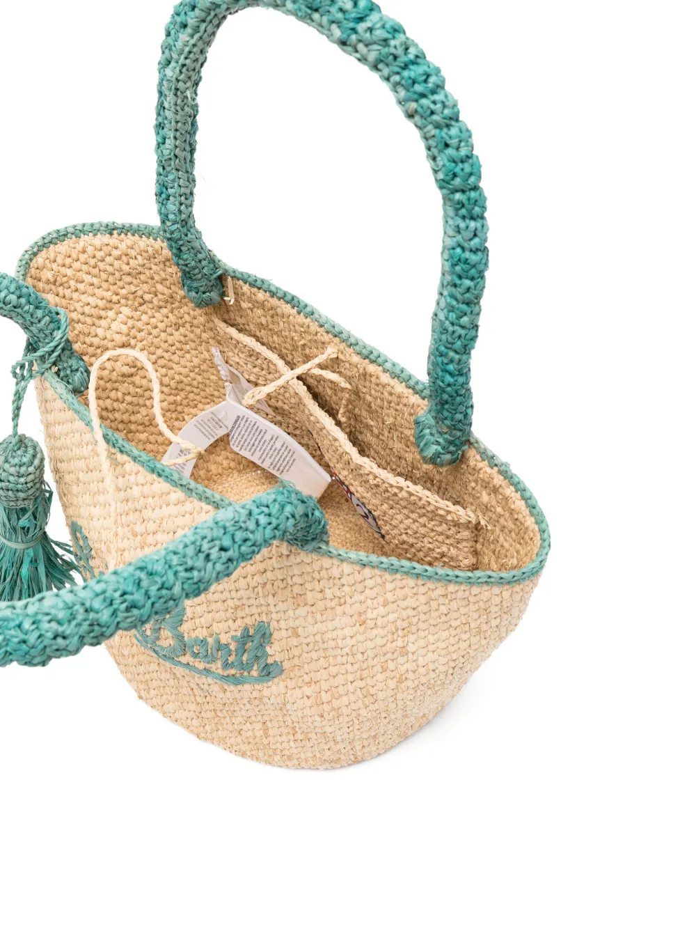 MC2 Saint Barth Marcy geweven raffia shopper Beige