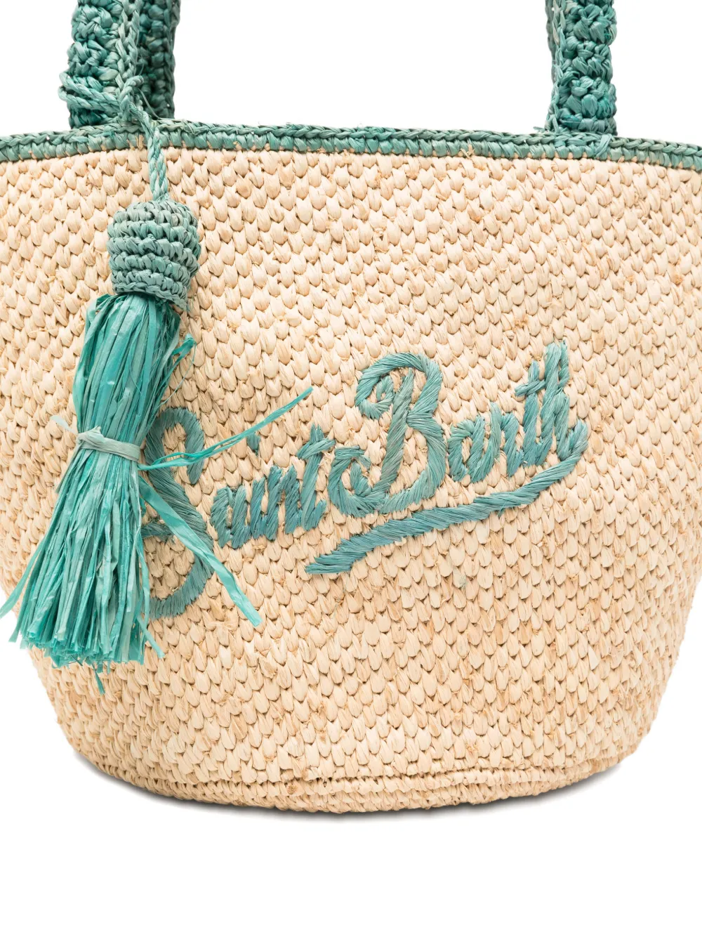 MC2 Saint Barth Marcy geweven raffia shopper Beige