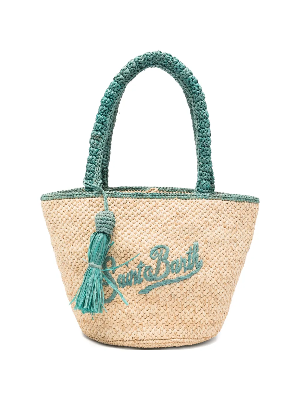 MC2 Saint Barth Marcy geweven raffia shopper Beige