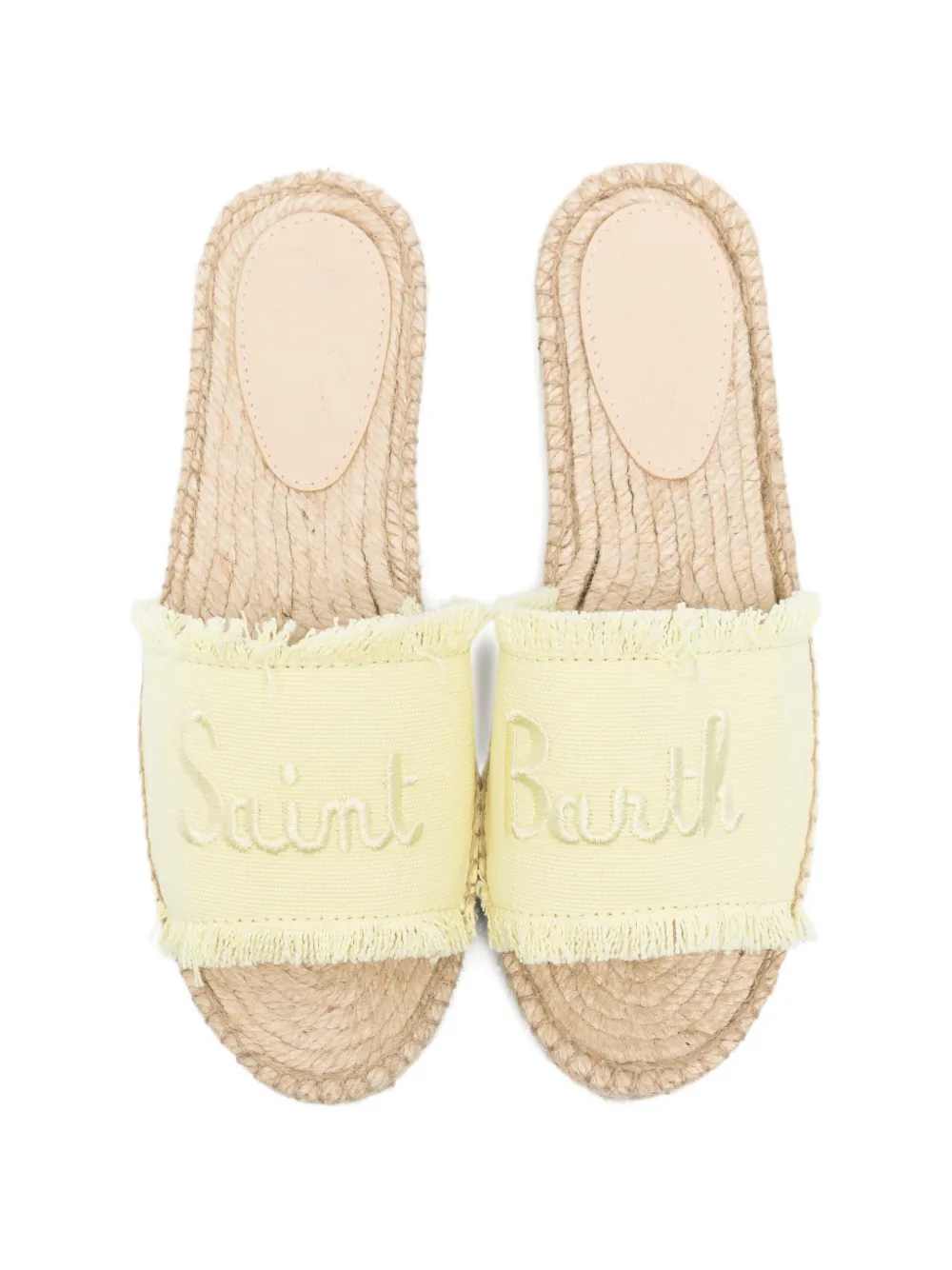 MC2 Saint Barth Luz Fringe sandalen met geborduurd logo Geel