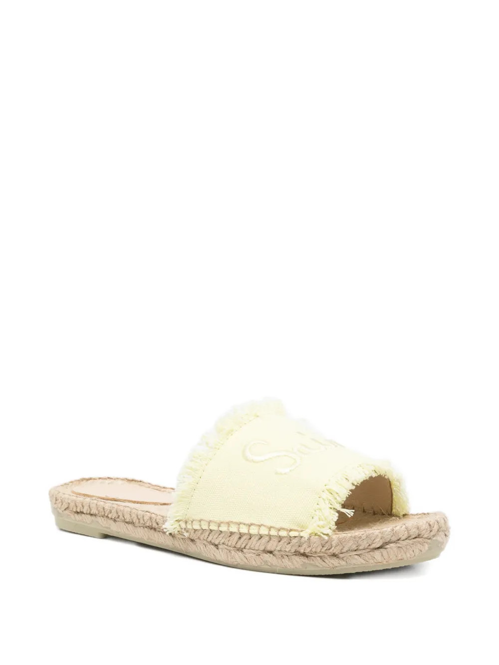 MC2 Saint Barth Luz Fringe sandalen met geborduurd logo Geel