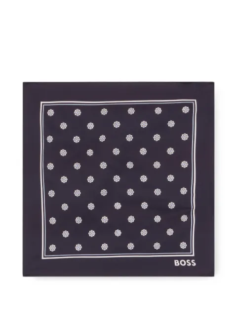 BOSS geometric-print pocket square