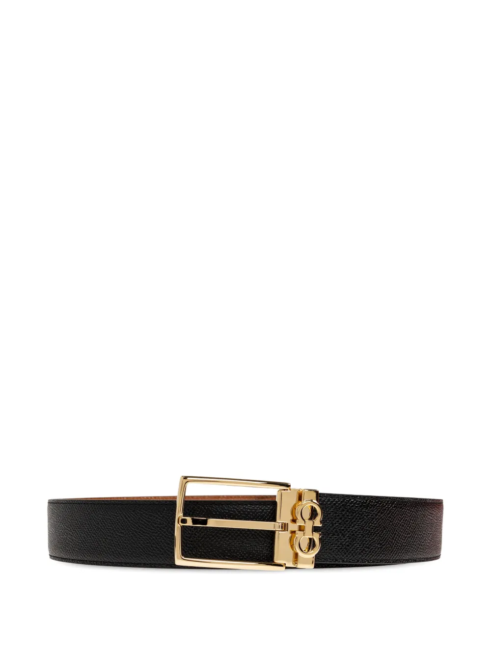 Ferragamo Gancini grained-leather belt - Black