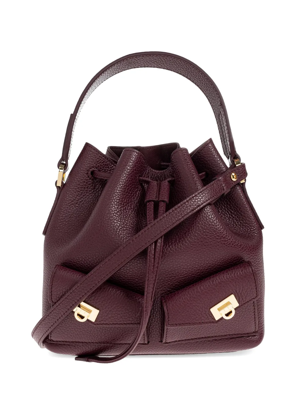 Ferragamo drawstring leather bucket bag - Rosso
