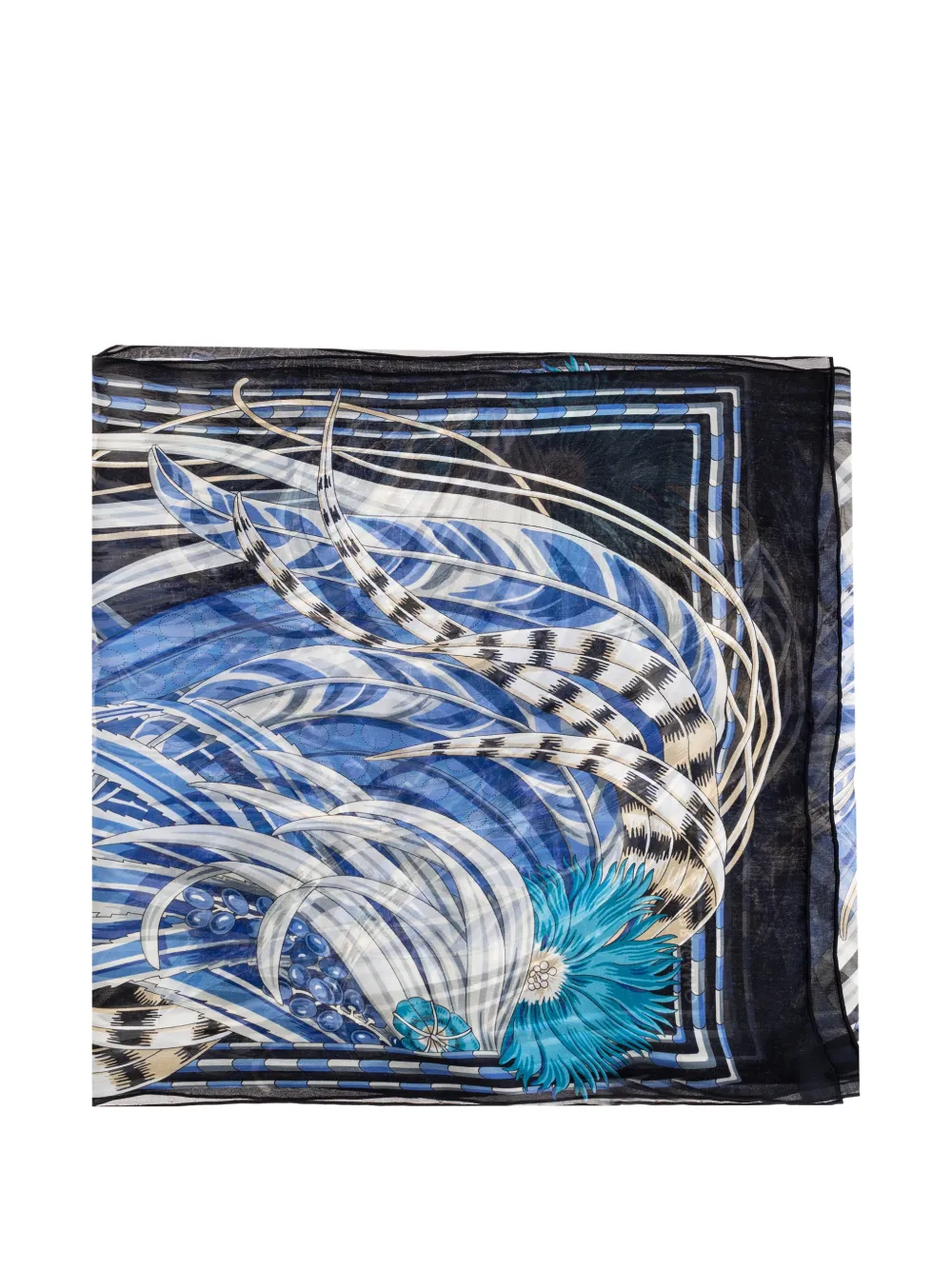 Ferragamo flower-print silk scarf - Blau