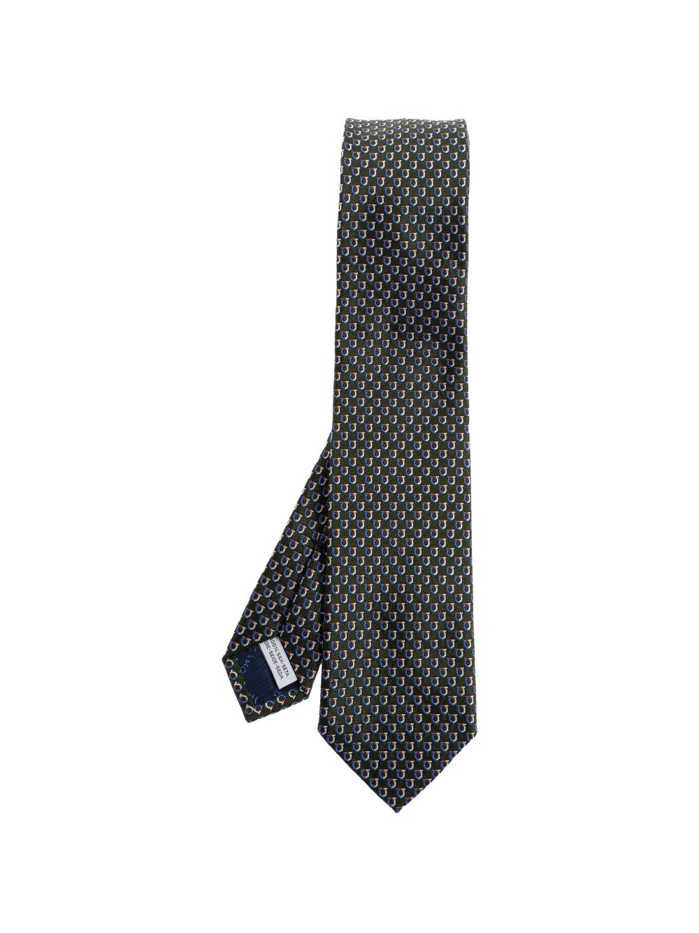 Ferragamo Gancini-pattern silk tie - Grün