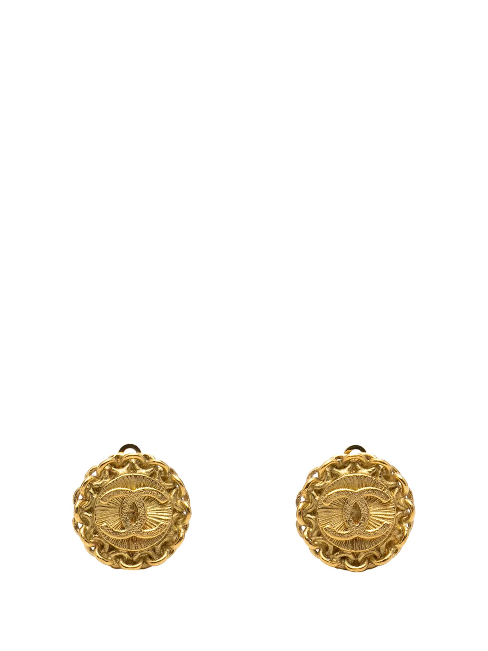 CHANEL Pre-Owned 1995 CC Gold Plated Round Clip on Earrings costume earrings - Oro