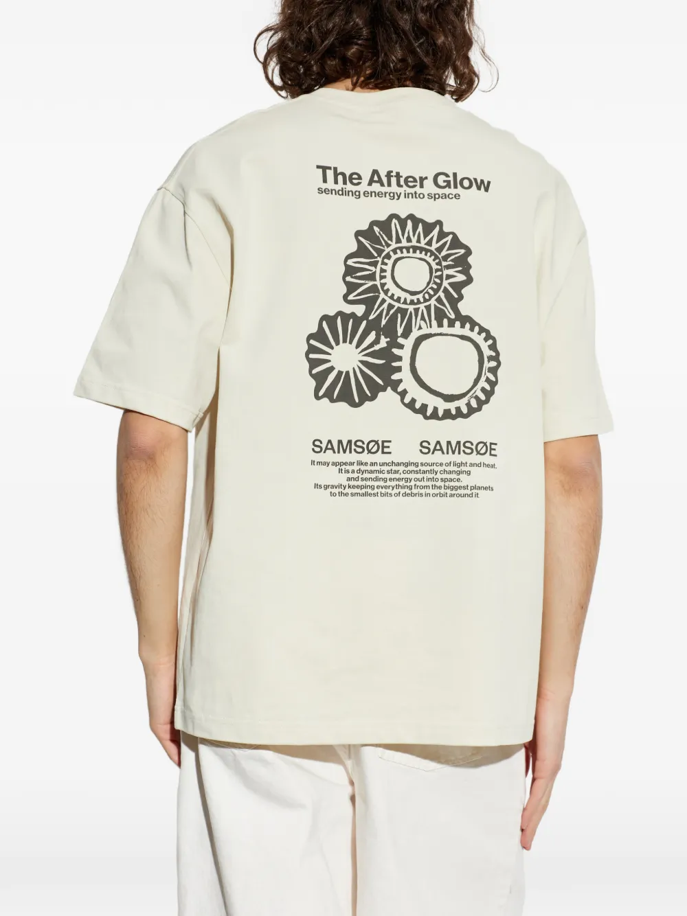 SAMSOE Sauni T-shirt met grafische print Beige