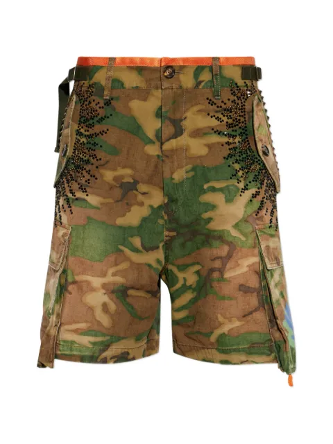 DSQUARED2 camouflage-print crystal-embellished cargo shorts