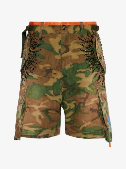 DSQUARED2 camouflage-print crystal-embellished cargo shorts