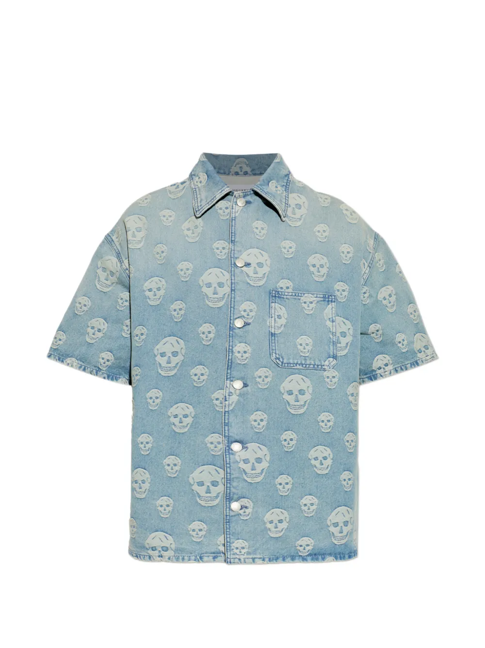 Alexander McQueen skull-jacquard short-sleeve shirt - Blau