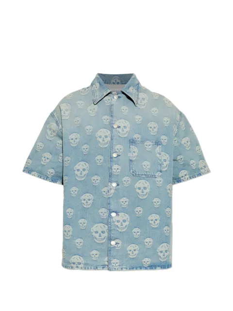 Alexander McQueen skull-jacquard short-sleeve shirt
