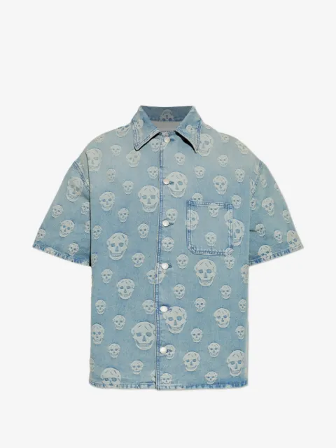 Alexander McQueen camisa manga corta con motivo Skull en jacquard