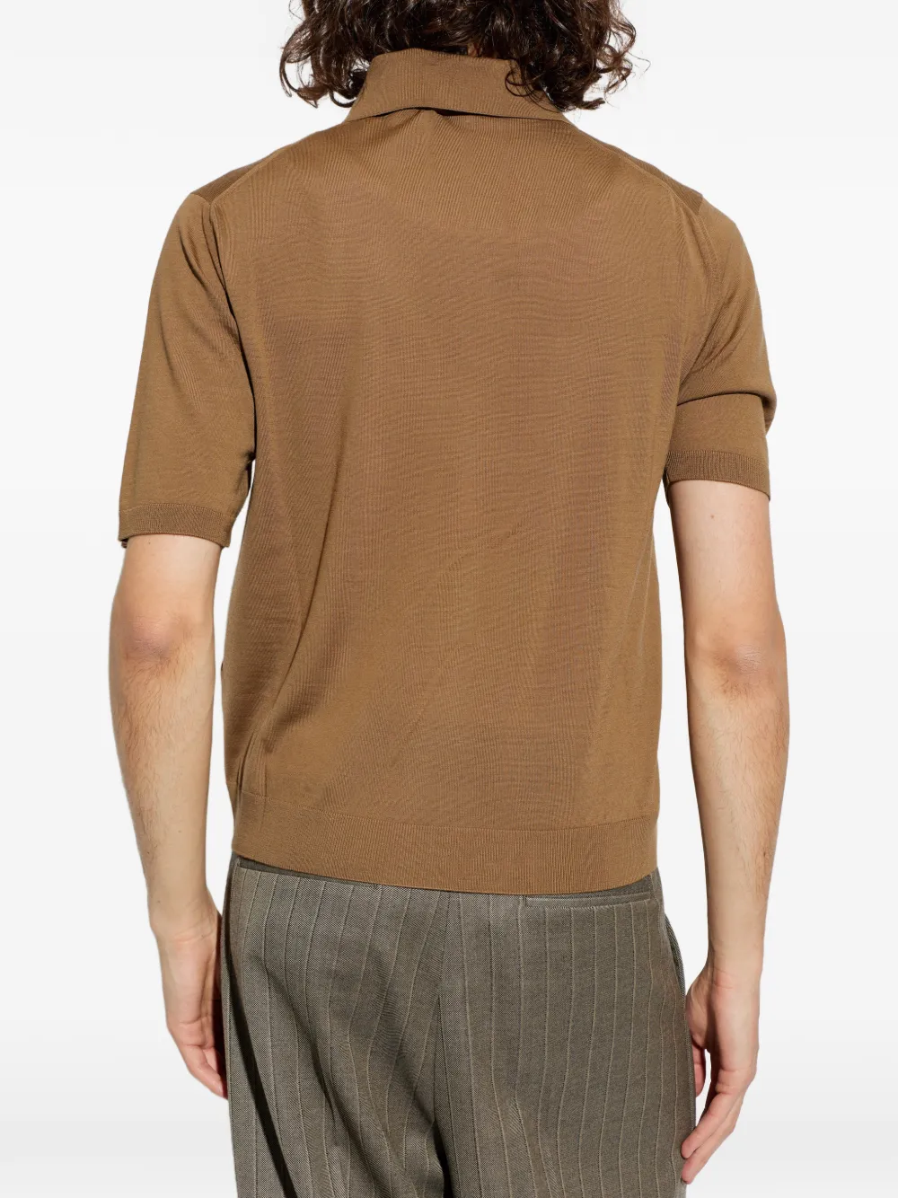 Versace Button-up trui met korte mouwen Bruin