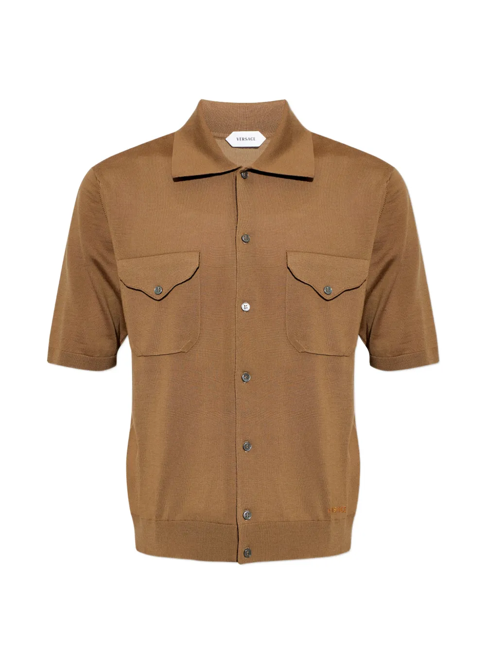 Versace short-sleeved button-up sweater - Marrone