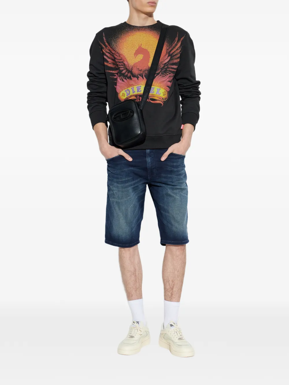 Diesel D-Krooley-Short-Bw denim shorts met vervaagd effect Blauw