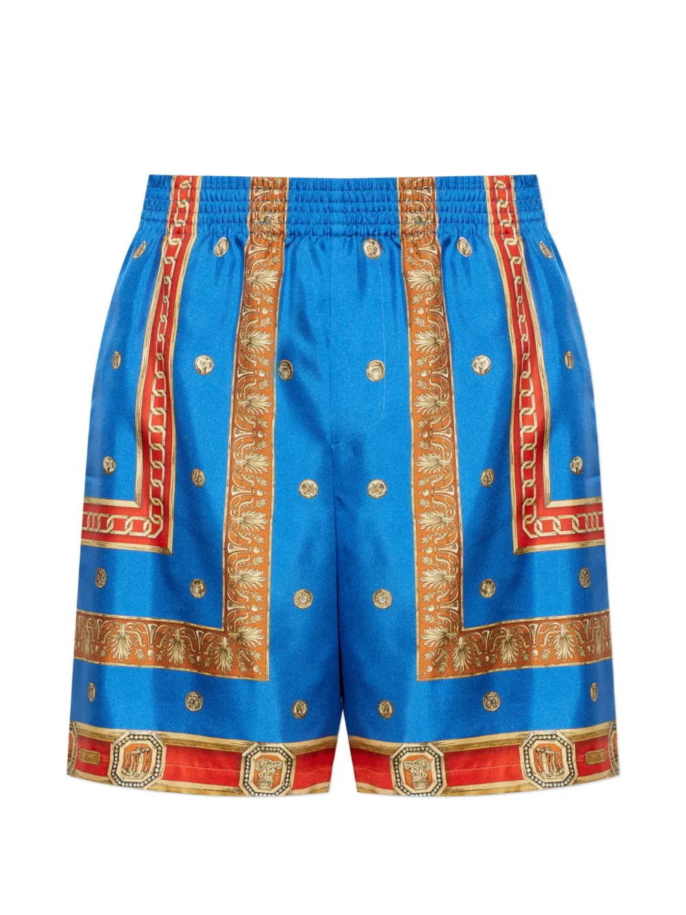 Versace baroque-print silk shorts - Blu