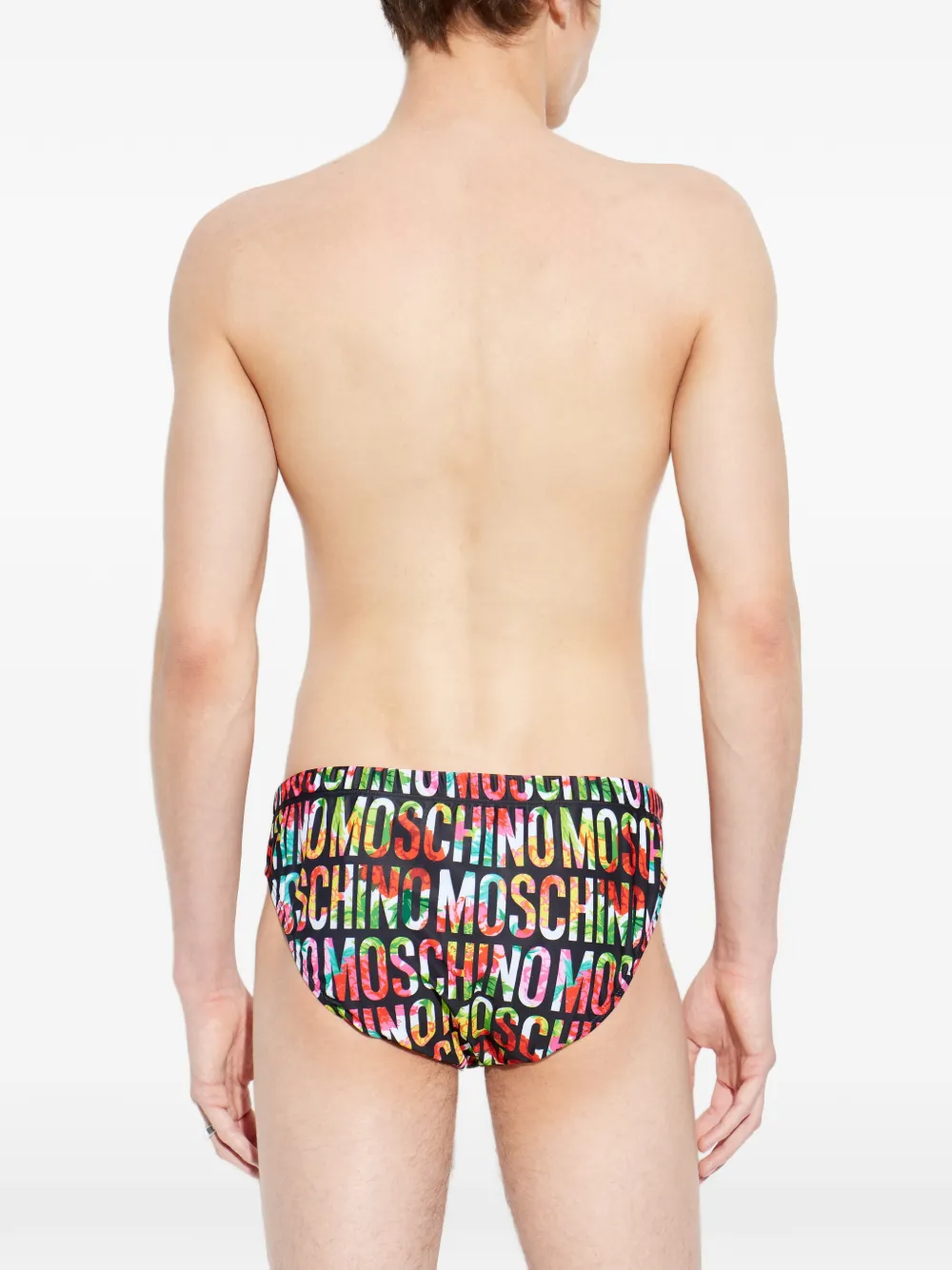 Moschino Zwembroek met bloemenprint en logoprint Zwart