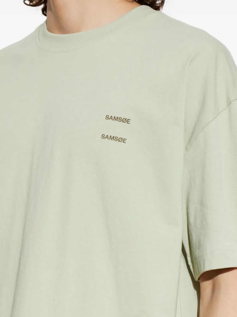 SAMSOE T-shirt met logoprint Groen