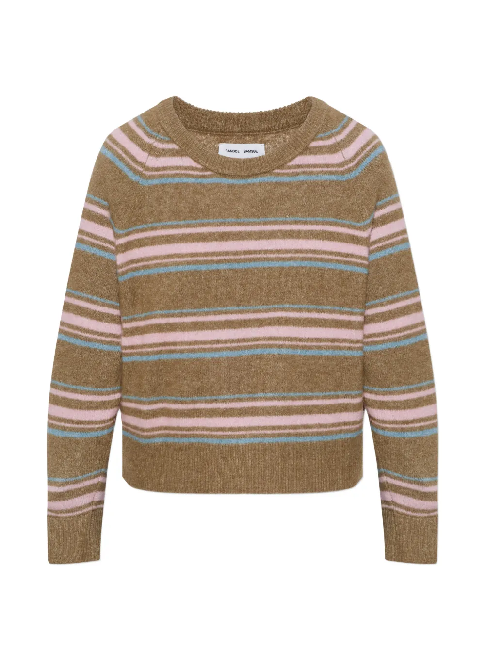 SAMSOE SAMSOE Nor O-N striped raglan-sleeve sweater - Marrone