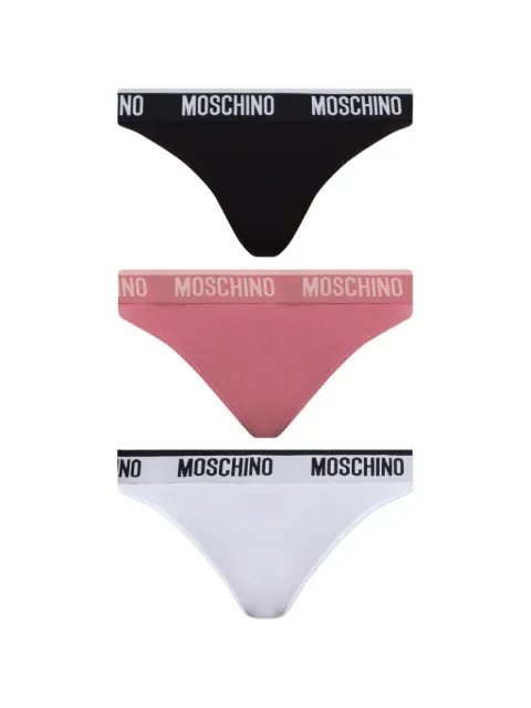 Moschino logo-waistband thongs (set of three)