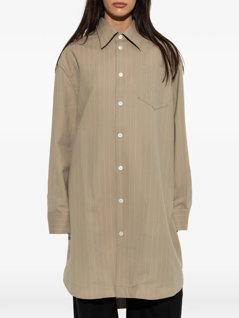 AMI Paris Blousejurk met krijtstreep Beige