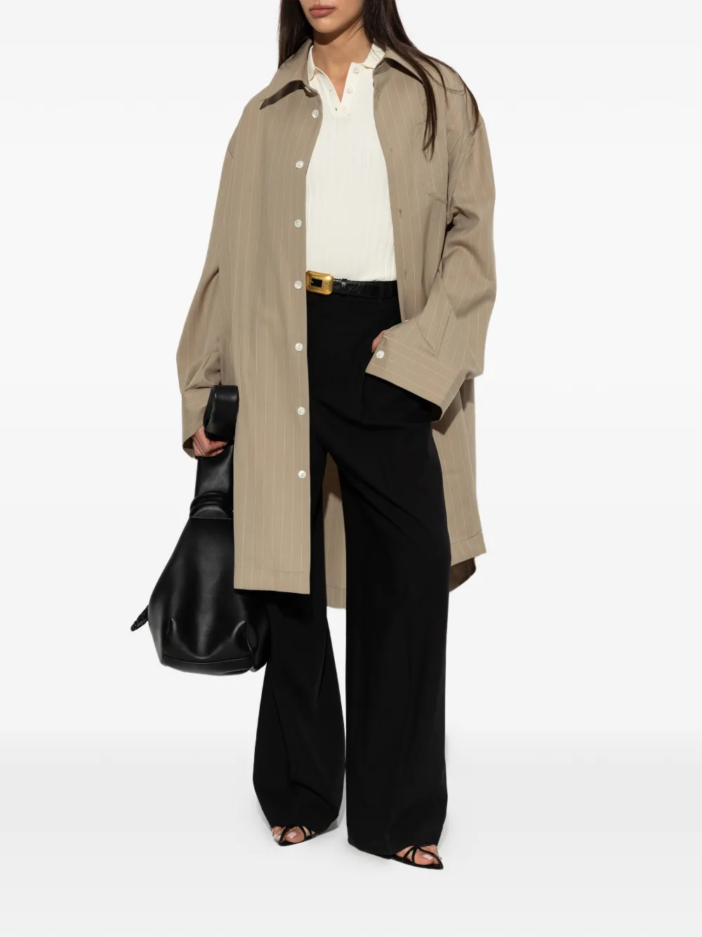AMI Paris Blousejurk met krijtstreep Beige
