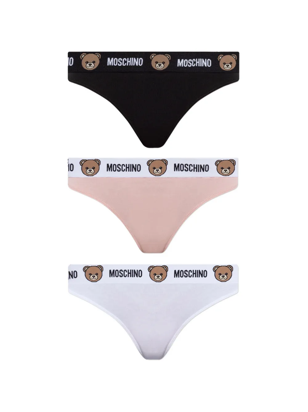 Moschino Teddy Bear logo-waistband thongs (set of three) - Schwarz