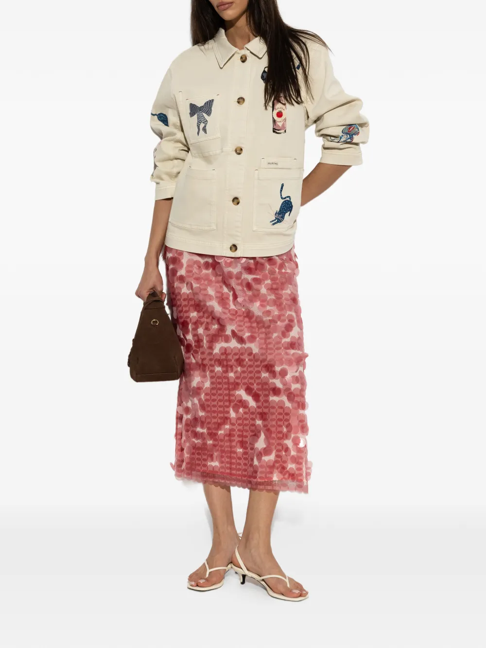 MUNTHE Braulia denim jack met opgestikte zak Beige