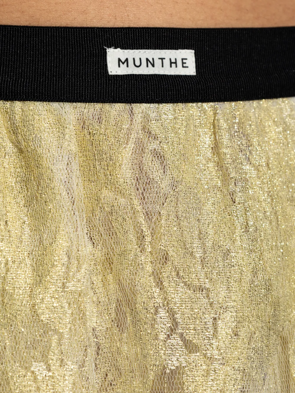 MUNTHE Beverly maxi-rok met bloemenkant Geel