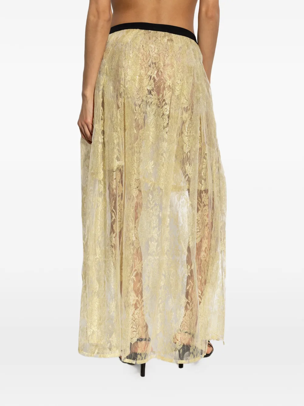 MUNTHE Beverly maxi-rok met bloemenkant Geel