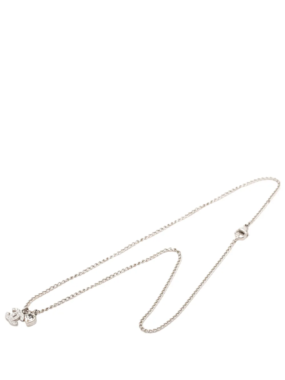 CHANEL Pre-Owned 2006 CC Brass and Strass Heart Pendant Necklace costume necklace - Silber