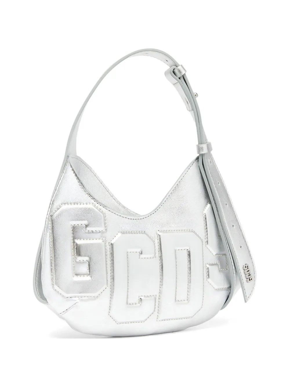 GCDS logo-patch shoulder bag - Argento