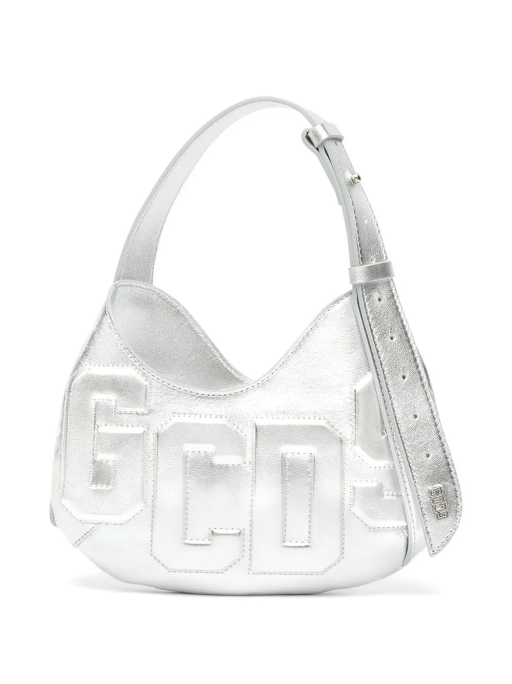 GCDS logo-patch shoulder bag - Argento