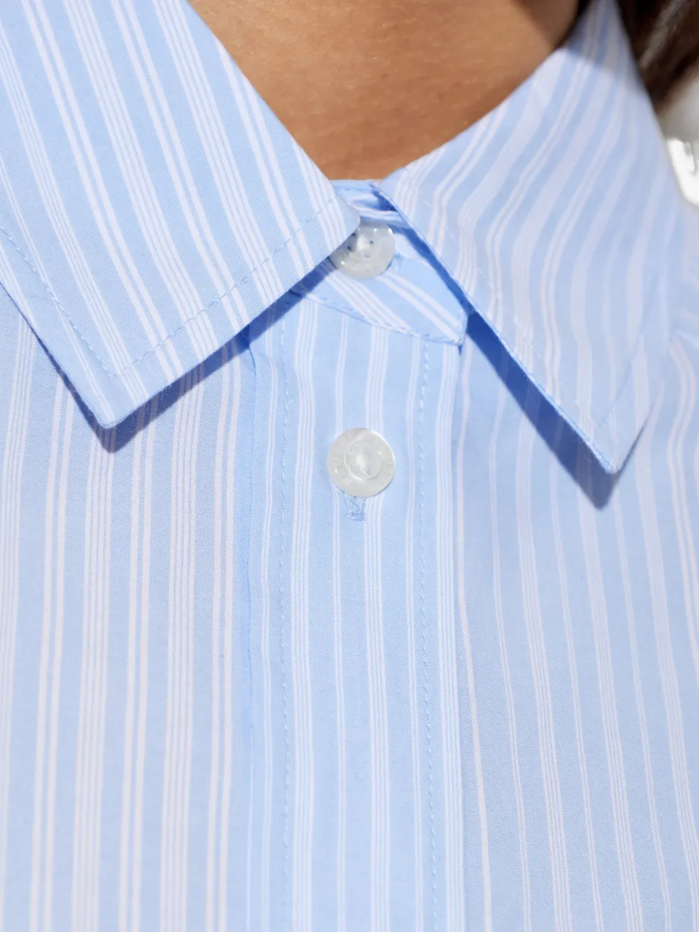 SAMSOE Gestreepte Sarita blouse met trekkoord Blauw