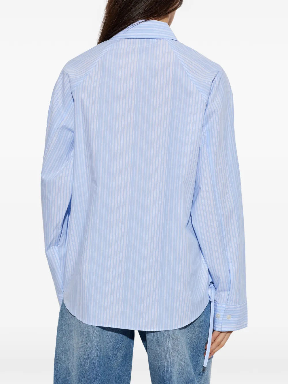 SAMSOE Gestreepte Sarita blouse met trekkoord Blauw