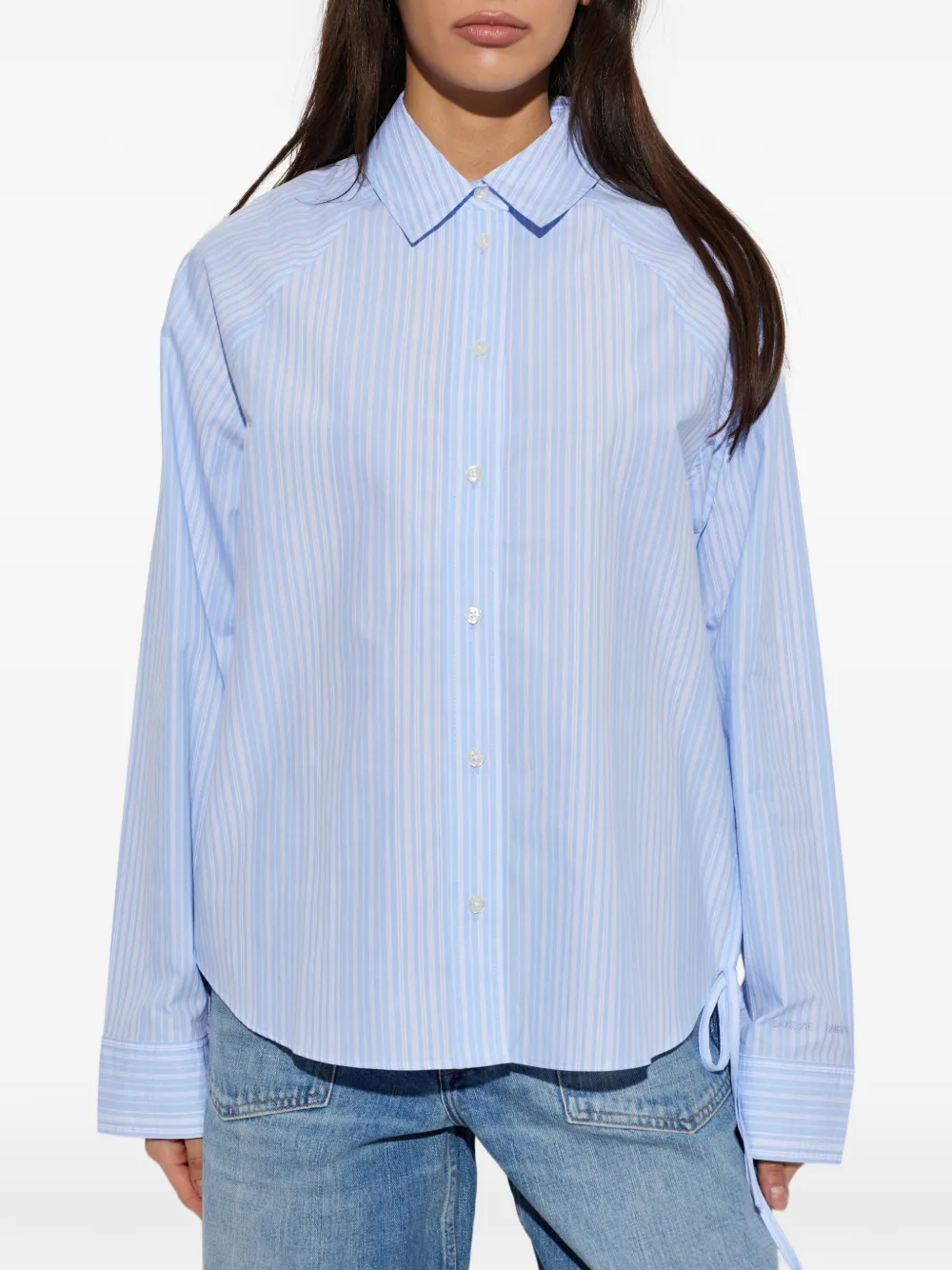  Samsoe Samsoe Camisa Sarita A Rayas Con Cordones - Azul 