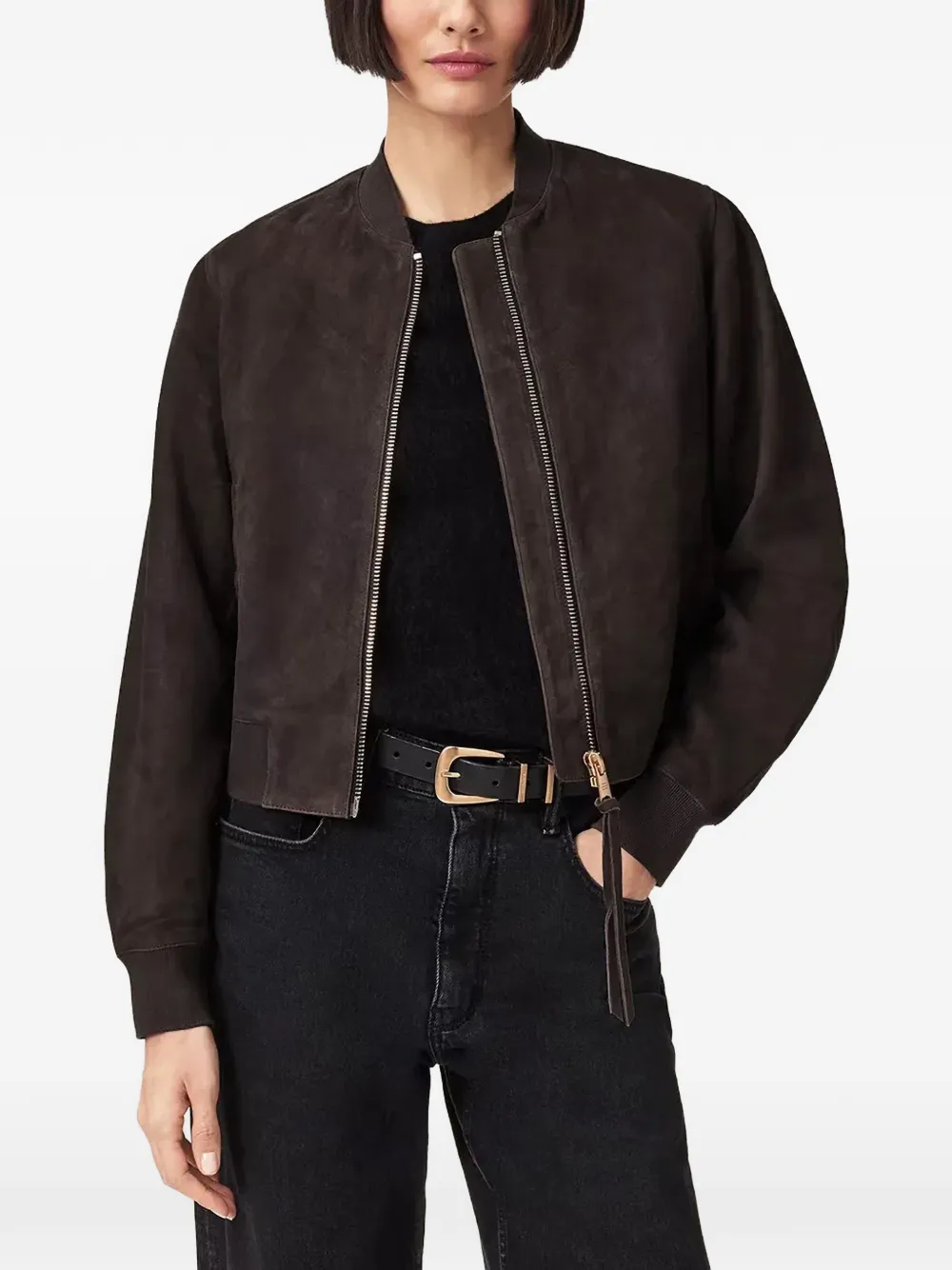 AllSaints Orten suede bomber jacket - Marrone