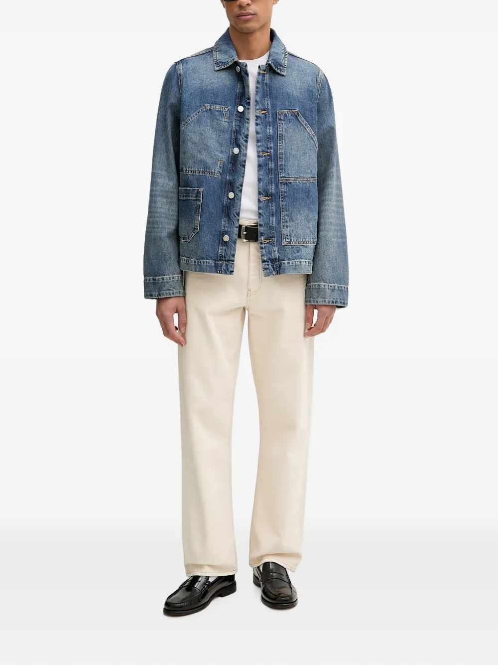 AllSaints Exile denim jack met contrasterende stiksels Blauw