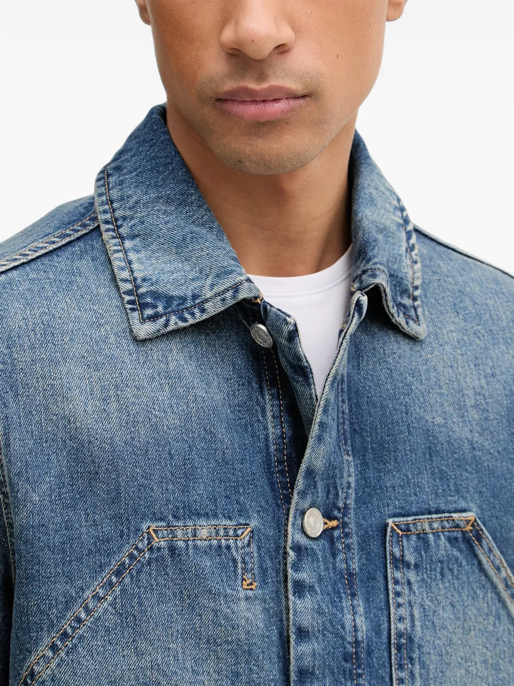 AllSaints Exile denim jack met contrasterende stiksels Blauw