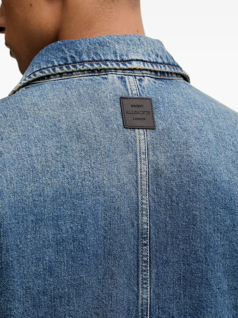 AllSaints Exile denim jack met contrasterende stiksels Blauw